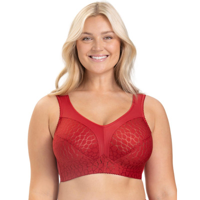 Miss Mary Of Sweden Lovely Jacquard Non Wired Full Cup Bra - English Red - 36B
