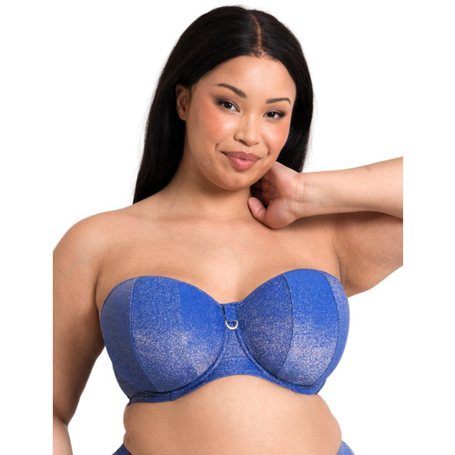 Curvy Kate Sapphire Seas Multiway Bandeau Bikini Top - Blue Sparkle