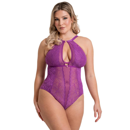 Scantilly By Curvy Kate Opulence Stretch Lace Body - Mystic Purple