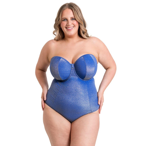 Curvy Kate Sapphire Seas Multiway Bandeau Swimsuit - Blue Sparkle