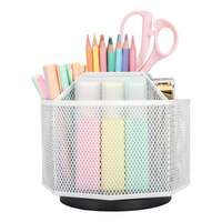 EXERZ Desk Organiser/Mesh Desk Tidy Caddy/Pencil Holder/Multifunctional 360 Rotating -White