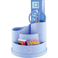Exerz Desk Organiser with Safety Scissors, Ruler, Eraser, Clips – Blue