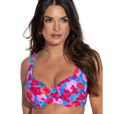 Pour Moi Marrakesh Underwired Non Padded Bikini Top - Blue/Pink