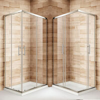 ELEGANT 900x800mm Reversible Framed Sliding Corner Entry Shower Enclosure 6mm Tempered Glass Shower Cubicle