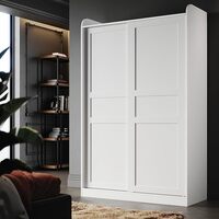 ELEGANT Modern White Sliding Door Wardrobe with Matte Finish-D1 pattern