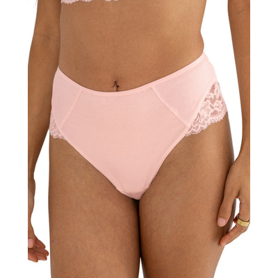 Pour Moi Love To Lounge Lace And Modal Midi Brief - Soft Pink