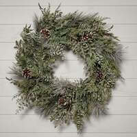 The Christmas Centre Winter Woodland 26in (66cm) Prelit Christmas Wreath with Warm White Battery Operated LED Lights