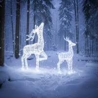 Outdoor Light Up Acrylic Christmas Reindeer Elegant Stag and Son Set