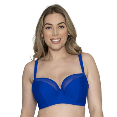 Curvy Kate Sheer Class Padded Balcony Bikini Top - Cobalt