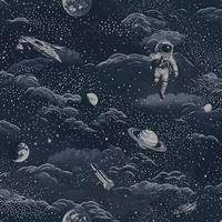 Lost In Space Wallpaper Midnight Blue / Silver Holden 14051