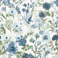 Catherine Lansfield Countryside Floral Wallpaper Blue Muriva 206543