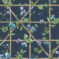Trailing Floral Trellis Wallpaper Navy Blue Holden 14202
