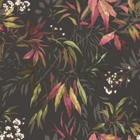 Kanata Leaf Wallpaper Charcoal Belgravia 2340