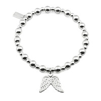 Image of Mini Small Ball Bracelet With Double Wing Charm - Silver