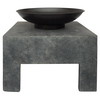 Image of Fire Pitwith Metal Fire Bowl and Square Concrete base