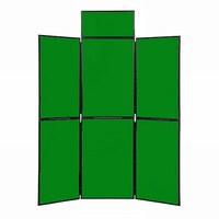 Image of 6 Panel Folding Display Stand Black Frame/Green Fabric