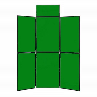 6 Panel Folding Display Stand Black Frame/Green Fabric