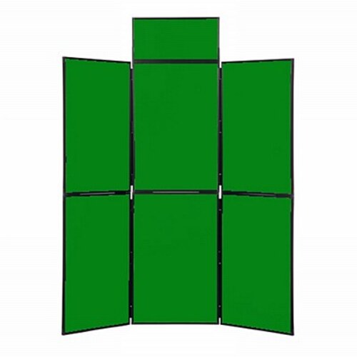 6 Panel Folding Display Stand Black Frame/Green Fabric
