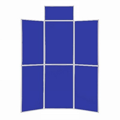 6 Panel Folding Display Stand Grey Frame/Royal Fabric