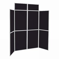 Image of 8 Panel Folding Display Stand Grey Frame/Black Fabric