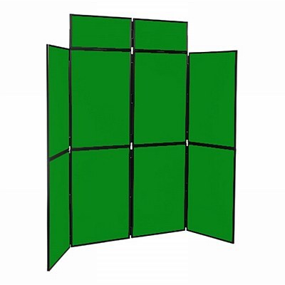 8 Panel Folding Display Stand Black Frame/Green Fabric