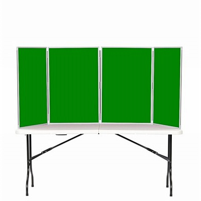 4 Panel Maxi Desk Top Display Stand Grey Frame/Green Fabric