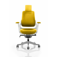 Image of Zure Executive Chair with Headrest Senna Yelllow Fabric