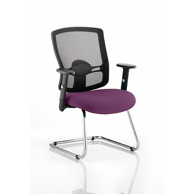 Portland Cantilever Visitor Chair Tansy Purple fabric seat