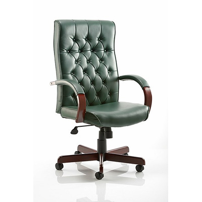 Chesterfield Traditional Leather Armchair Green