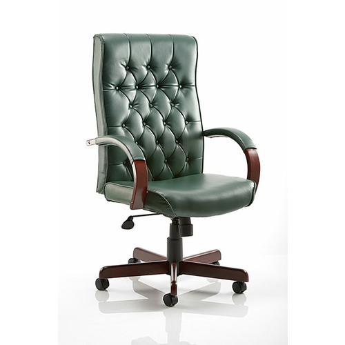 Chesterfield Traditional Leather Armchair Green