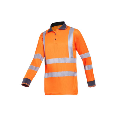 Sioen 3883 Olgiata Long Sleeved Orange High Vis Polo Shirt