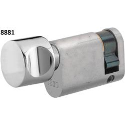 ISEO R6 Half Oval thumb turn profile cylinder - Turn 40/10 Ext Brass