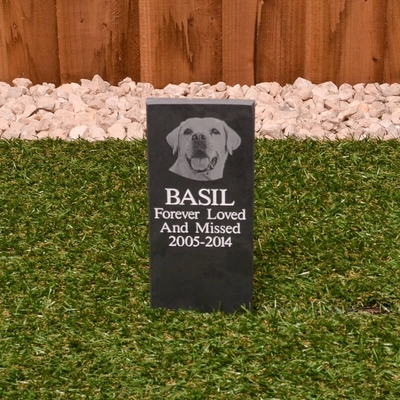 Small Slate Memorial Stake with your dog’s photograph - 30 x 10cm