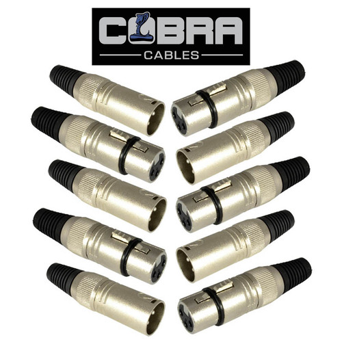 Pk 10 XLR Connector - 3 Pin  Plugs - 5 x Female, 5 x Male