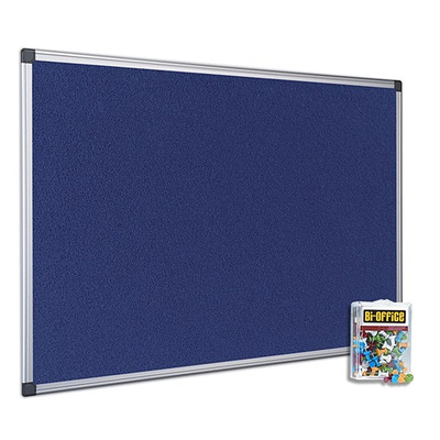 Bi-Office 1800x1200mm Blue Felt Noticeboard and Pins