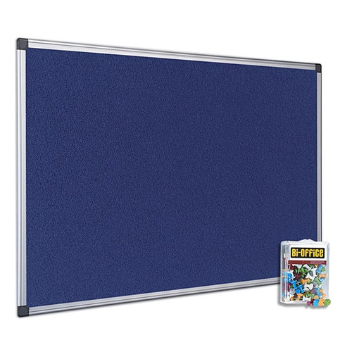 Bi-Office 1200x1200mm Blue Felt Noticeboard and Pins