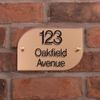 Image of Metallic Acrylic House Signs - Half Rounded Rectangle - Brushed Brass Effect - 20 x 13cm