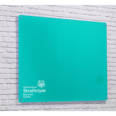 Magnetic Glass Board with your Logo 600 x 450mm Turquoise