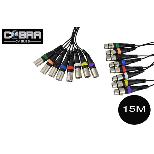 8 Way Patch Cable Loom XLR Female to XLR Male 15m