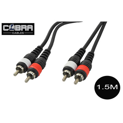 2 x RCA to 2 x RCA Phono Audio Leads - 1.5m High-Quality Stereo Cables
