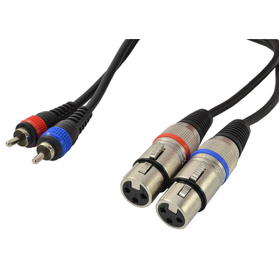 Dual Phono RCA To XLR Female Lead 1.5m Cable Length