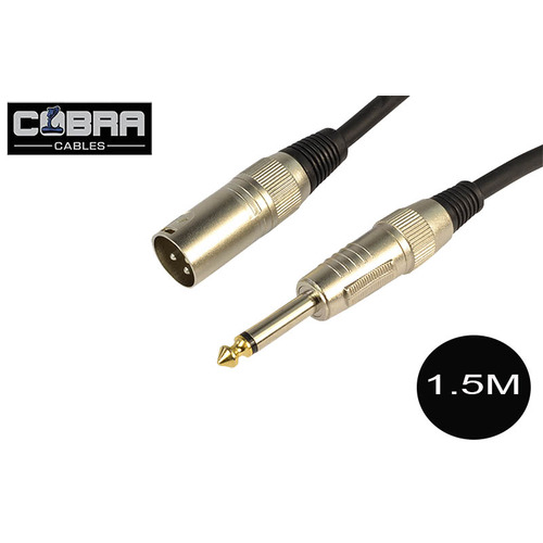 Cobra 1/4" Mono Jack to Male XLR Leads 1.5 Metres