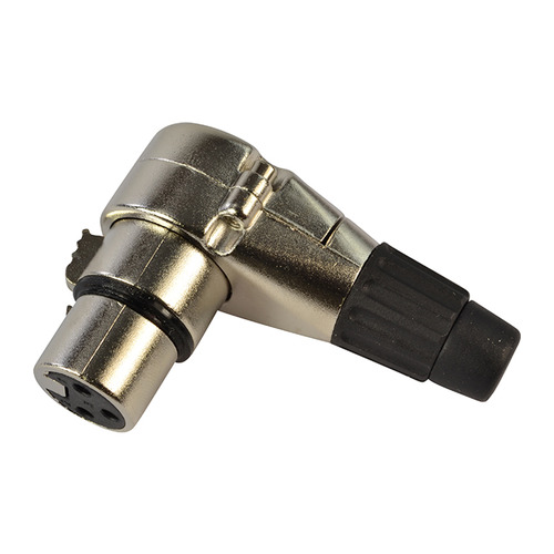 XLR Connector Female Right Angle Style - Strong Cable Grip, Metal Body