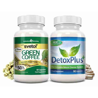 Pure Svetol Green Coffee Bean 50% CGA & Detox Cleanse Pack - 1 Month Supply
