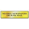 Image of ASEC No Free Newspapers or Junk Mail 200mm x 50mm Metal Strip Self Adhesive Sign Gold - Gold