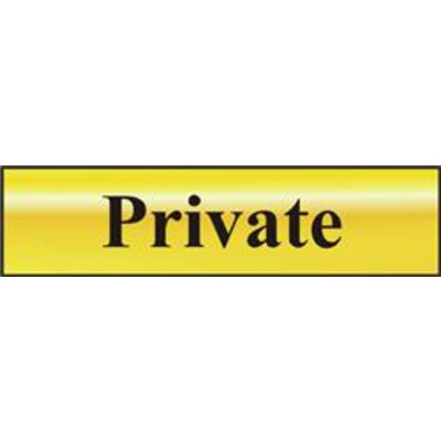 ASEC Private 200mm x 50mm Gold Self Adhesive Sign - 1 Per Sheet