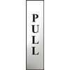 Image of ASEC Pull 200mm x 50mm Chrome Self Adhesive Sign - 1 Per Sheet