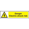Image of ASEC Danger Electric Shock Risk 200mm x 50mm PVC Self Adhesive Sign - 1 Per Sheet