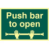Image of ASEC Push Bar To Open 200mm x 300mm PVC Self Adhesive Photo luminescent Sign - 1 Per Sheet