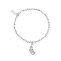 Image of Cute Charm Feather Heart Bracelet - Silver